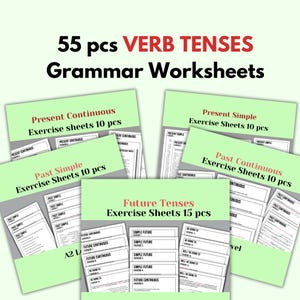 55pcs ESL Grammar Worksheets for Beginners A1-A2 Level with Answer Key and Fill in the Blanks Exercises| Homework Handouts