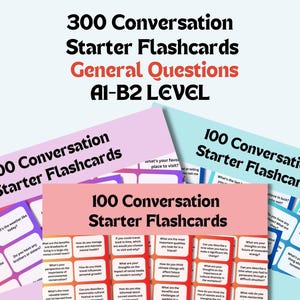 Complete ESL Conversation Starter-bundel 300 algemene vragen A1-B2 Leer gemakkelijk Engels met deze flashcards