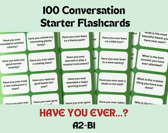 Conversation Starter Flashcards: ESL English Learners A2-B1 (Printable PDF)