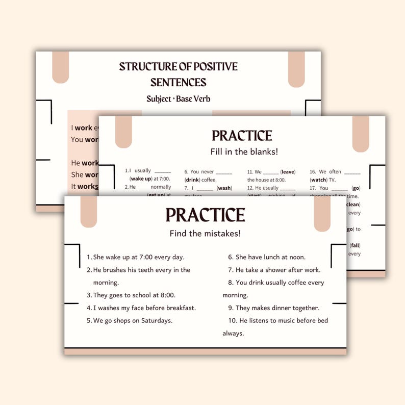 Powerpoint Lesson Present Simple POSITIVE FORM, Daily Routines, ESL ...