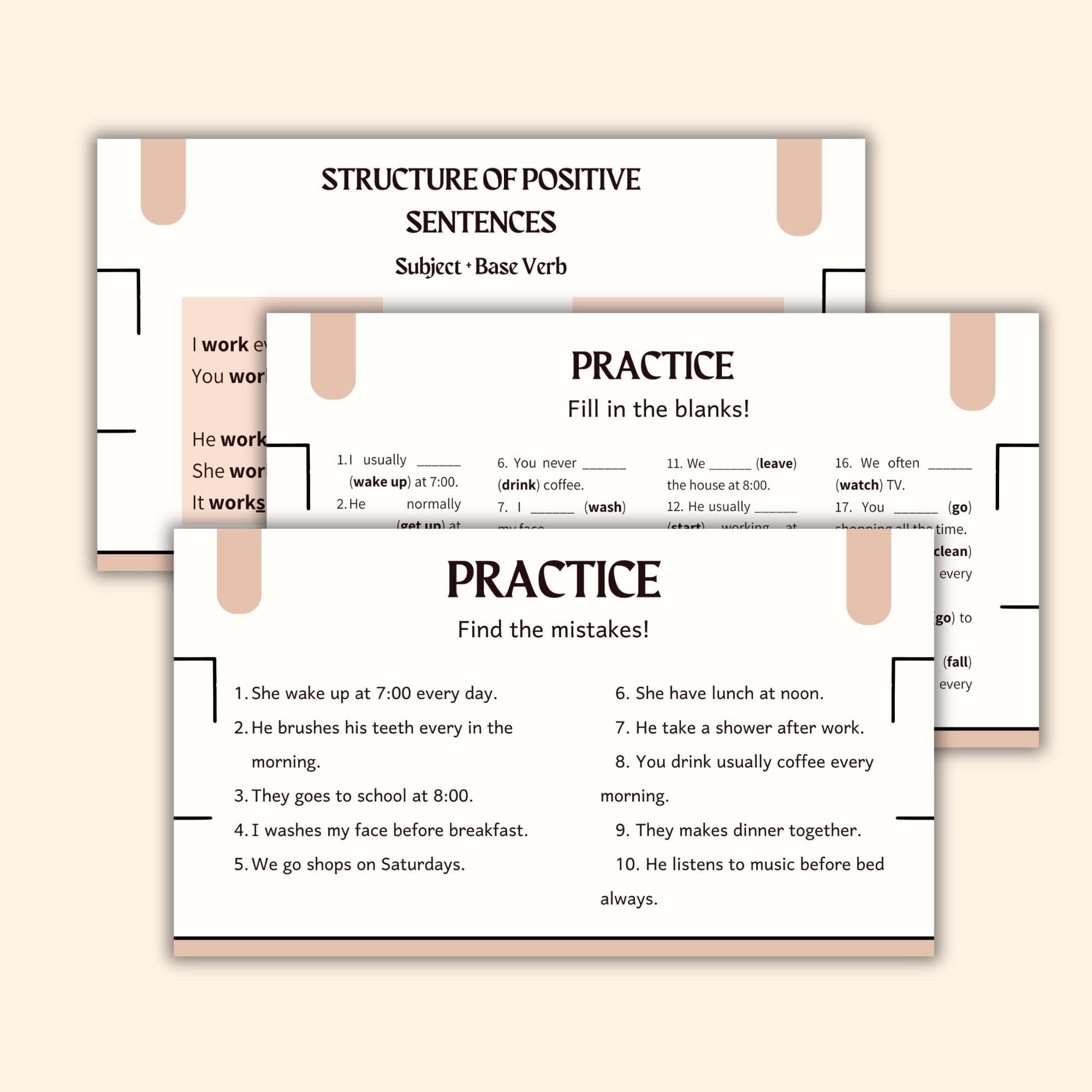 Positive Rouintes Powerpoint Lesson Present Simple POSITIVE FORM, Daily Routines, ESL ...
