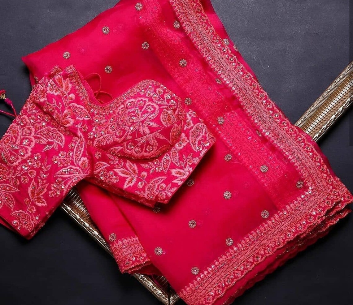 Huge SABYASACHI Inspired Red Saree With Intricate Work for - Etsy
