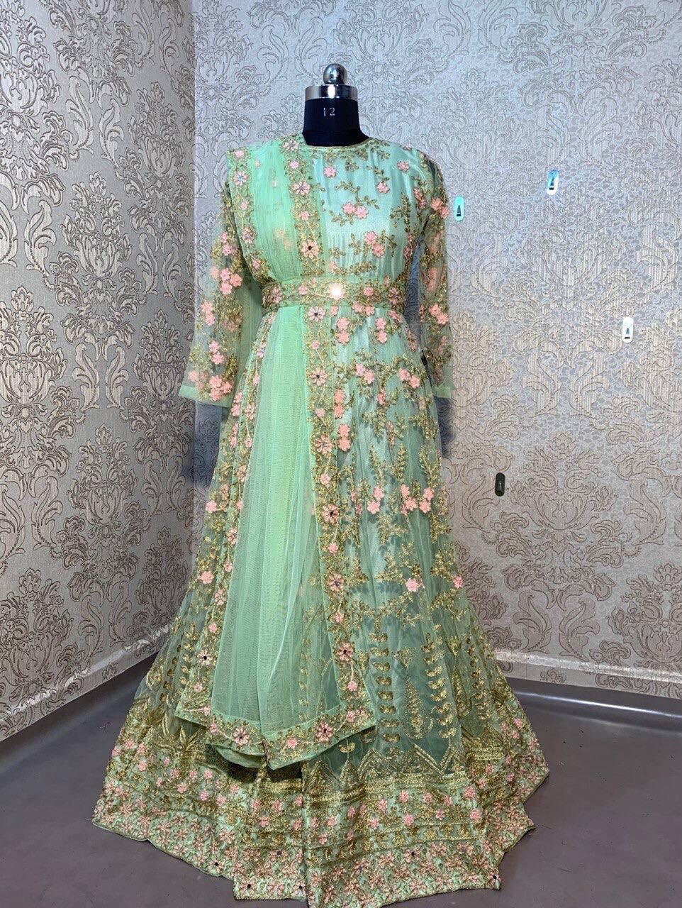 Beautiful Anarkali With Dupatta Embellished With Intricate - Etsy
