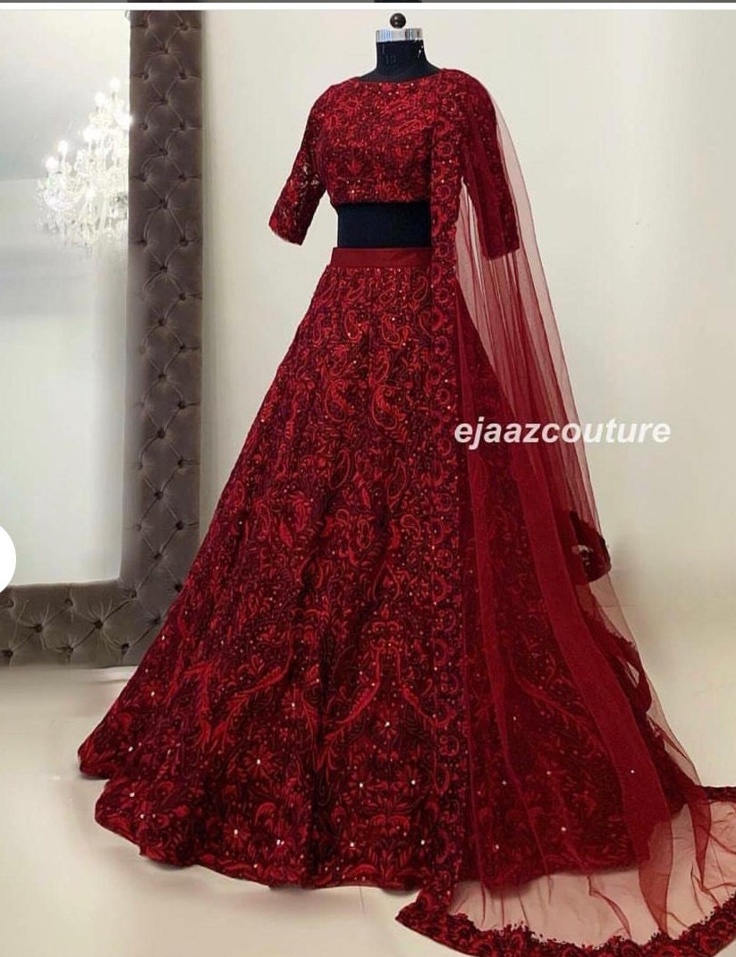 Blood Red BRIDAL LEHNGAA for Reception ...