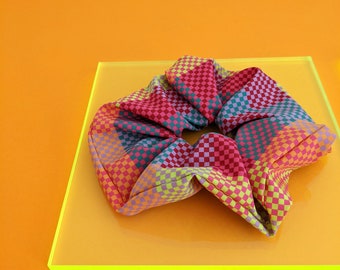 Checkerboard Pattern Oversized Scrunchie ~ Pixel Print