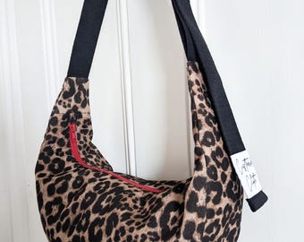 Leopard Animal Denim Sling bag/Bumbag with Red Zip