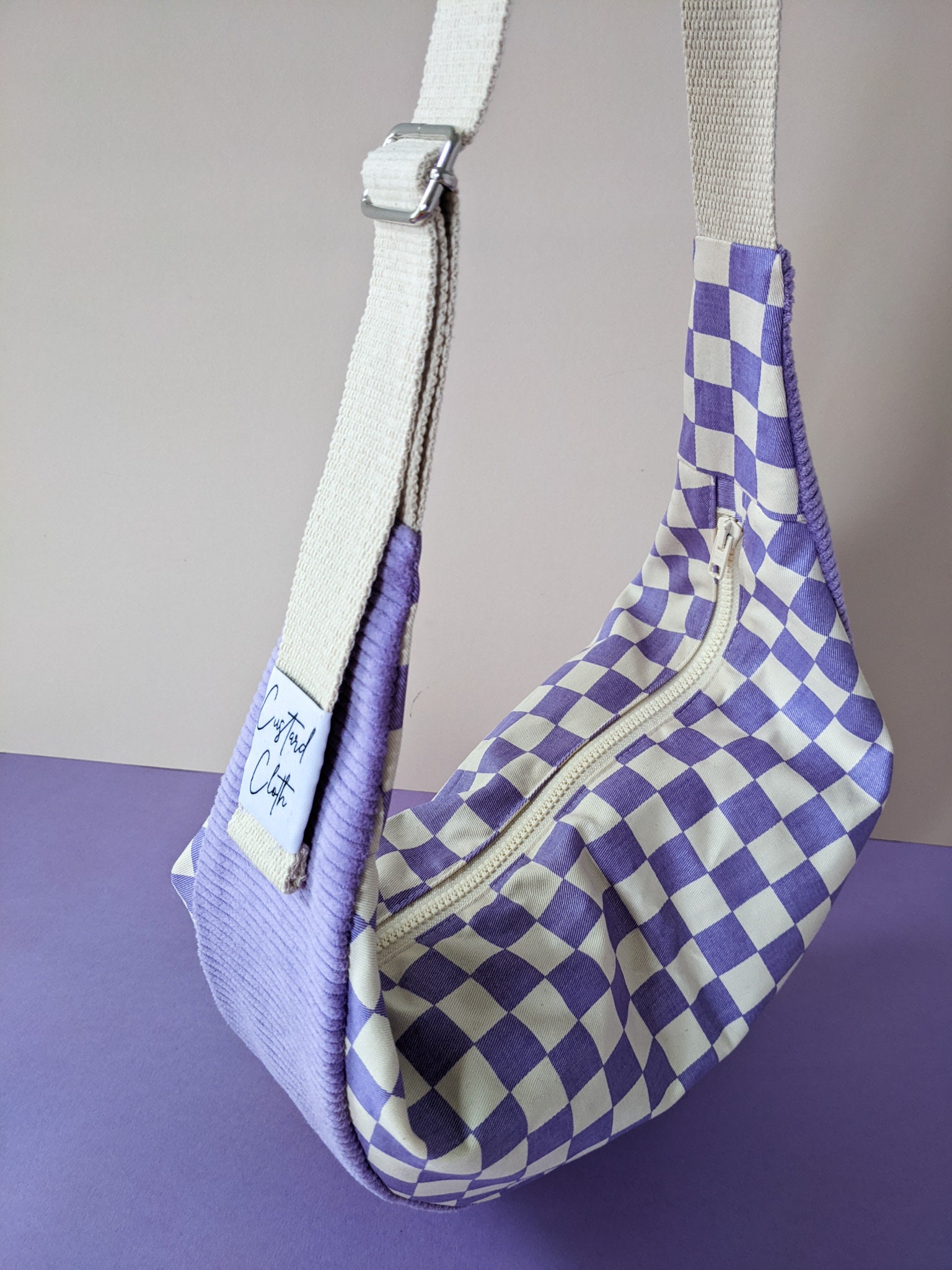 Lilac Checkerboard Corduroy Sling Bag Bumbag shoulder Bag Etsy