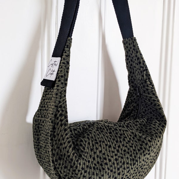 Green Animal Corduroy Sling bag ~ Bumbag/Over the shoulder bag