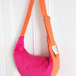 Pink & Orange Cord Schultertasche/Bumbag