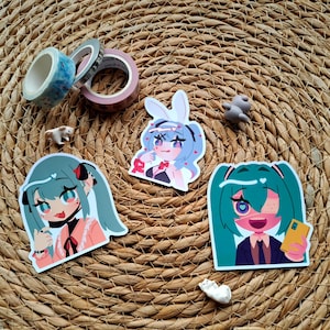 Pegatinas de vinilo de 3 pulgadas de Hatsune Miku