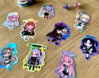 Blue Archive 8cm Holographic Stickers (Hina, Iori, Aru, Yuuka, Toki, Wakamo, Asuna, Mika, Hoshino)