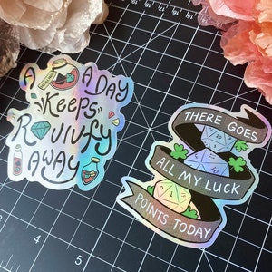 DND Quote 9cm Holographic Stickers (dungeons and dragons stickers)
