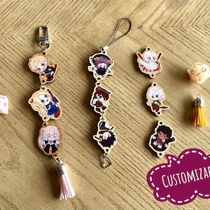 Dungeon Meshi 1.5 inch Wood Connecting Charms (customizable) Laios, Senshi, Marcille, Falin, Chilchuck, Izutsumi, Kabru, Mithrun