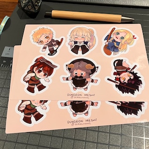 Dungeon Meshi 5x7 inches Vinyl Sticker Sheet (Laios, Senshi, Marcille, Falin, Chilchuck, Izutsumi)