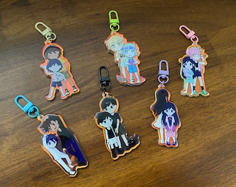 Omori 2.5&quot; Rainbow Holo Acrylic Charms (Omori, Basil, Mari, Aubrey, Kel, Hero)