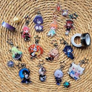 Hololive EN 2.5" Double Sided Glitter Epoxy Charms (Calli, Bae, iRys, Mumei, Kronii, Fauna, Kiara, Ina, Shiori, Nerissa, Biboo, Fuwamoco)