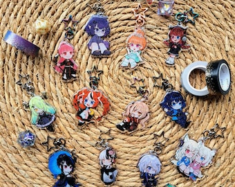 Hololive EN 2.5&quot; Double Sided Glitter Epoxy Charms (Calli, Bae, iRys, Mumei, Kronii, Fauna, Kiara, Ina, Shiori, Nerissa, Biboo, Fuwamoco)