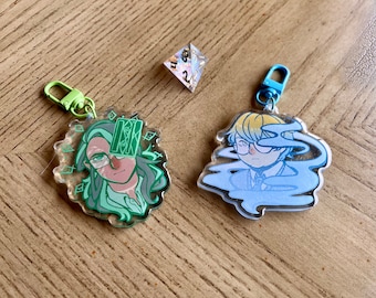 Magnus Archive 2.5&quot; Double Sided Glitter Epoxy Charms (Jonathan Sims, Martin Blackwood)