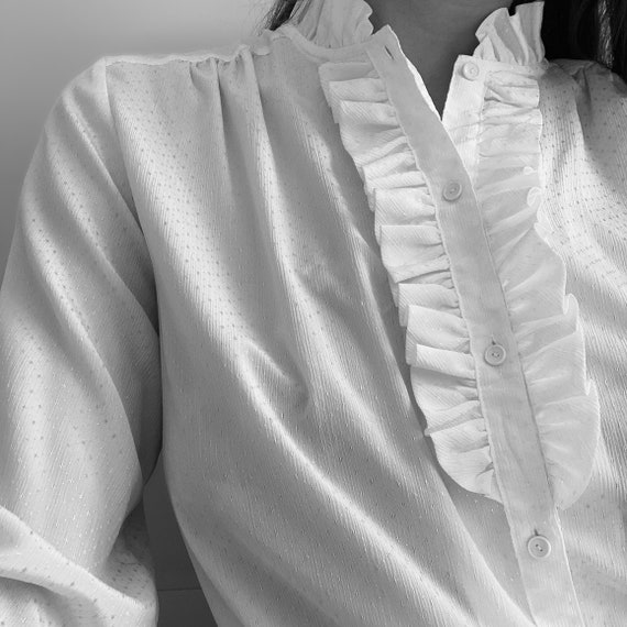 Vintage White Silk Victorian Blouse