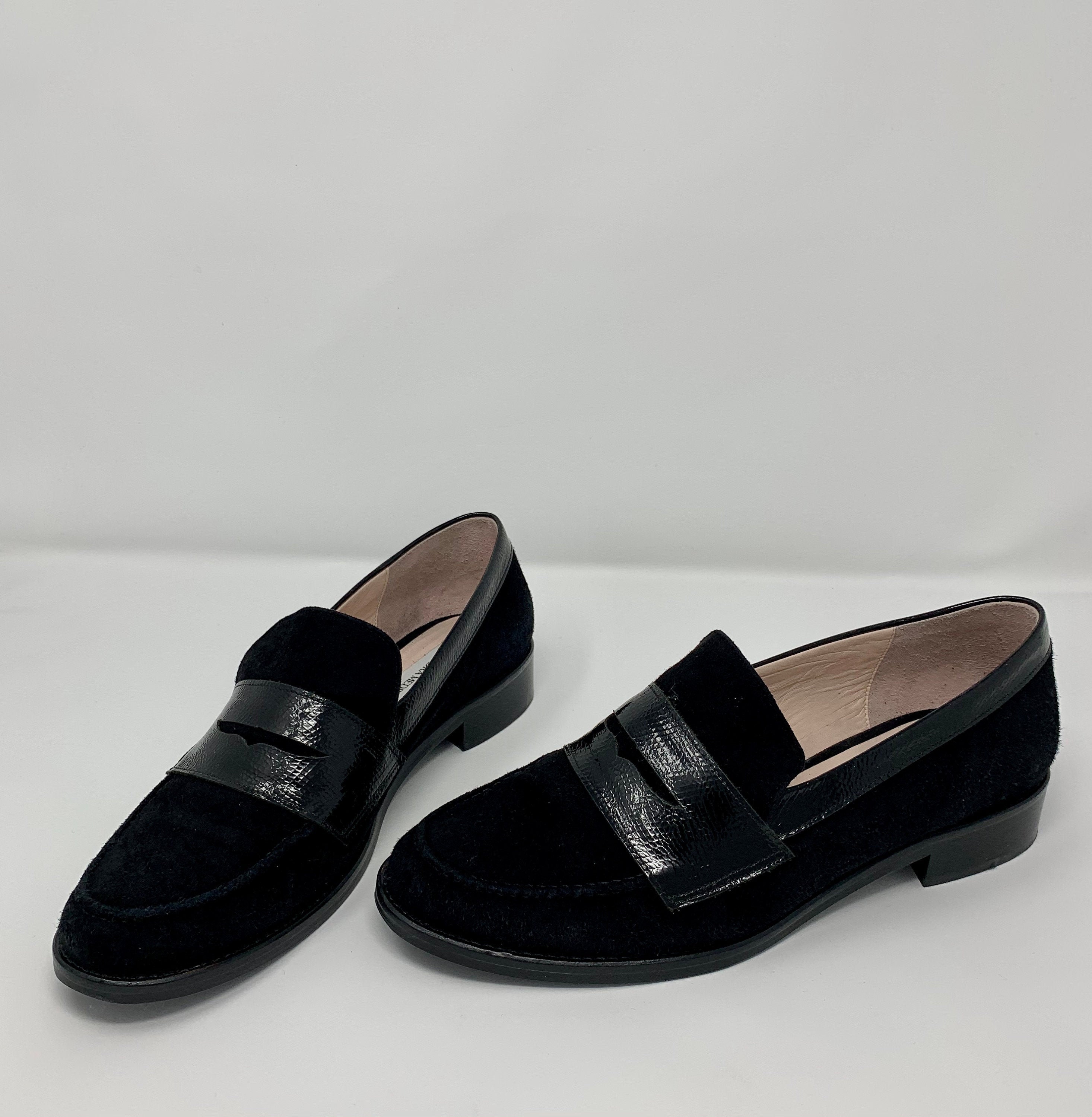 Leandra Medine Black Suede Patent Leather Loafers Flats Shoes Size 39 UK 6 Etsy