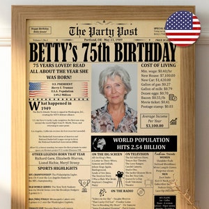 1949 Birthday Newspaper, 75th Birthday Gift for Men and Women, 1949 Fun Facts, 75th Decoration Idea, Born in 1949, What Happen Back In 1949