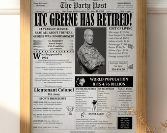 Personalized Retirement Newspaper Poster – Farewell Gift & Years of Service Keepsake | Printable
