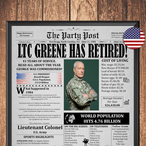 Retirement Poster For Men Or Woman, Retirement Gift, Work Anniversary Newspaper For Colleagues, Farewell Party Decor, Army Retirement Sign
