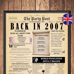 Zeitungsposter zum 18.Geburtstag 2007 in UK, Zeitungsposter zum 18
