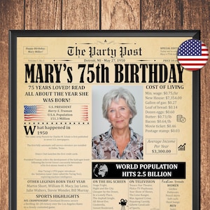 1950 Birthday Newspaper, 75th Birthday Gift for Men and Women, 1950 Fun Facts, 75th Decoration Idea, Born in 1950, What Happen Back In 1950