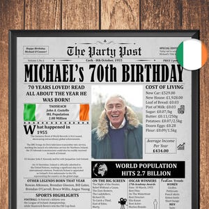 1955 in IRELAND, 70th Birthday Poster, 1955 Newspaper, 70th Birthday Printable Decor, 70th Birthday Gift For Grandad Or Grandma, 70 Years