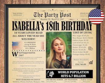 2008 Birthday Newspaper Poster: 18th Birthday Gift (Digital Download)