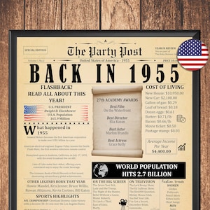 Zeitung zum 70. Geburtstag, 1955 in den USA, Geschenk zum 70