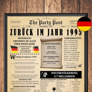 1995 Geburtstagsposter Deutschland, Geschenk zum 30. Geburtstag für Mann oder Frau, Zeitungsartikel Print, Instant Download Poster