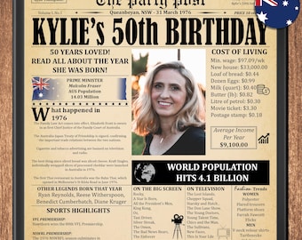 Back in 1976 Australia Newspaper Poster | 50th Birthday Printable | Personalized Keepsake