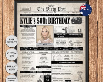1976 Birthday Poster Australia Newspaper Style Personalised 50th Milestone Gift Digital Print