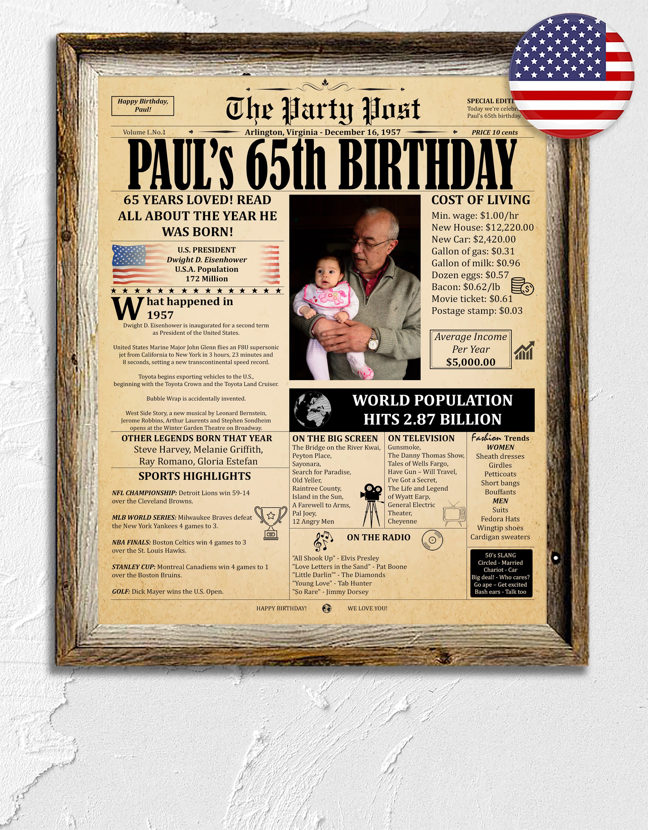 1957 65th Birthday Gift For Men Or Women Back In 1957 65th Etsy