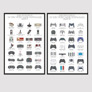 Video Game Controller Evolution Poster, Birthday Gift For Gamers, Man Cave And Gaming Room Decor, Joystick Wall Art, Gaming Print UNFRAMED