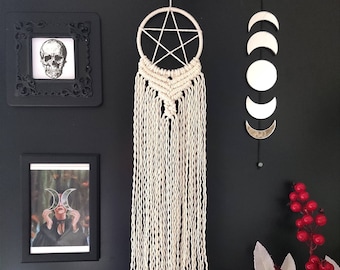 Makramee Pentagramm Wandbehang: Witchy Gothic Decor, Pentakel