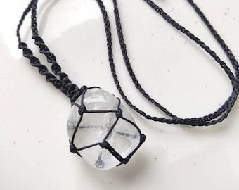 Macrame Mountain Crystal Quartz Necklace: Healing Energy Jewelry