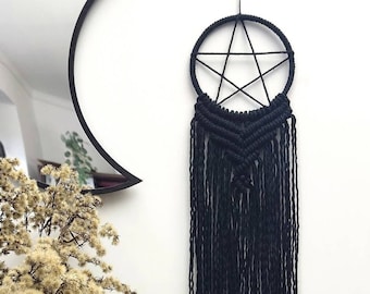 Schwarzes Pentagramm Wandbehang: Gothic Pagan Dekor, Pentagramm