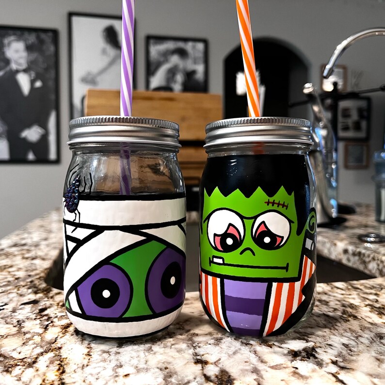 Halloween Glass Collection Choose Your Monster/glass Type. Handpainted