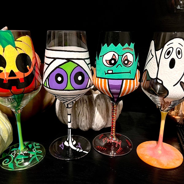 Halloween Wine Glass Etsy