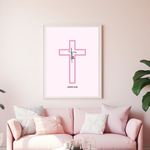 Christian Wall Art Prints | Scripture Decor for Home| Bible Quote Digital Downloads | Trendy Christian wall art | Instant Download| Pink