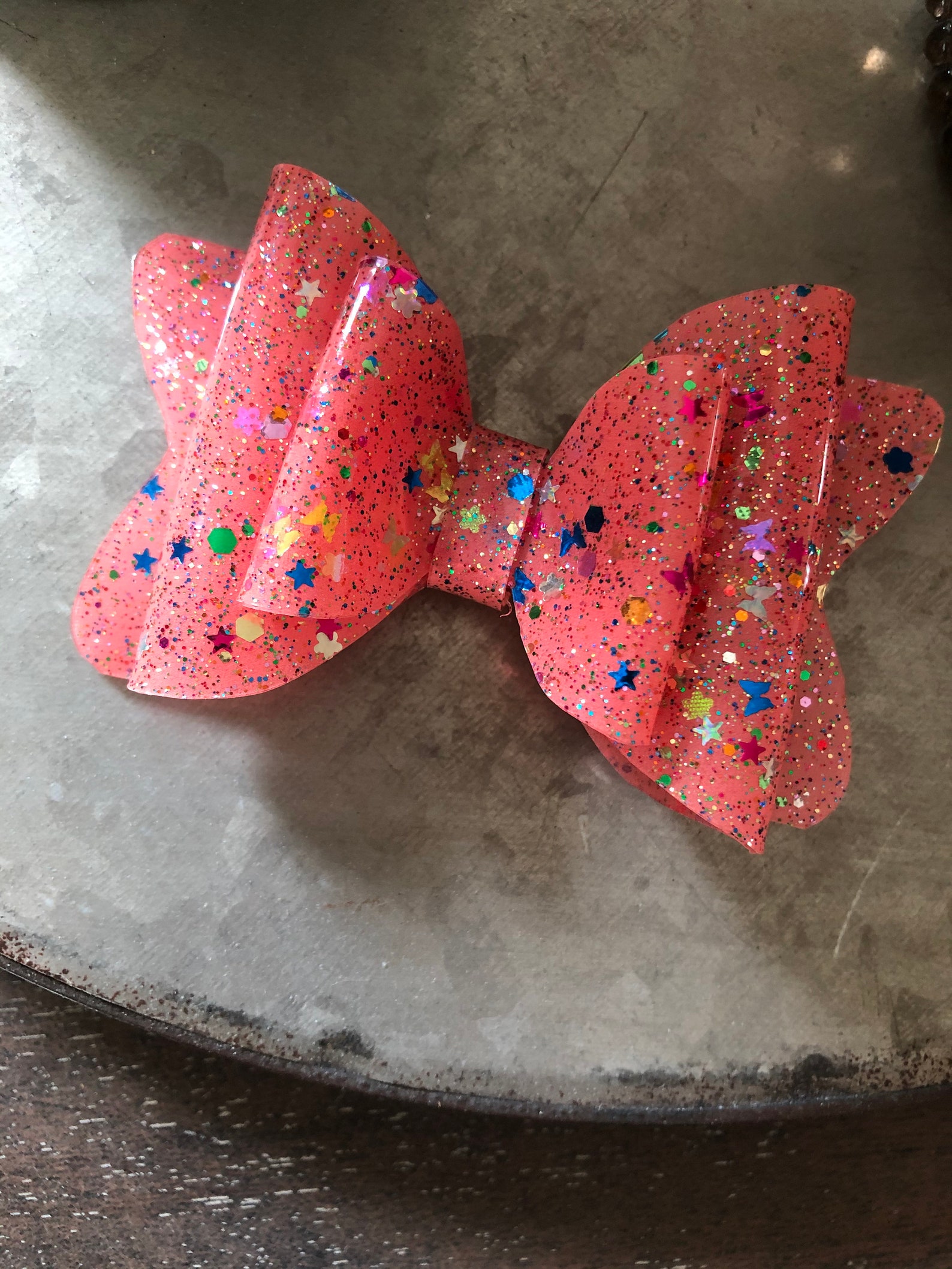 Coral Confetti Bow Jelly Swim Bow Waterproof Bow 4in Bow Etsy