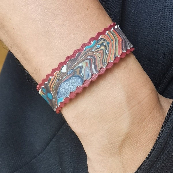 Lederarmband marmoriert Freundschaftsarmband unisex Einzelstück