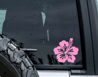 Hibiscus Decal, Floral Decal for Car, Tropical Flower Decal, Car Sticker Vinyl, Laptop Sticker