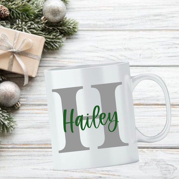 Personalized Initial Mug, Monogram Coffee Mug, Customized Mug with Name, Personalized Mug, Custom Coffee Cup, Christmas Mug, Gifts Under 10