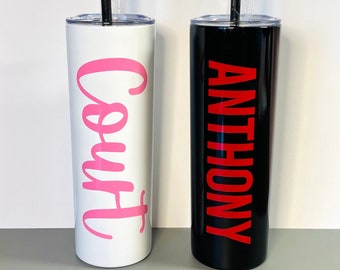 Personalized Skinny Tumbler With Straw, Stainless Steel Tumbler with Name, Custom Name Tumbler, Bridesmaids Gifts, Bachelorette Party Favor