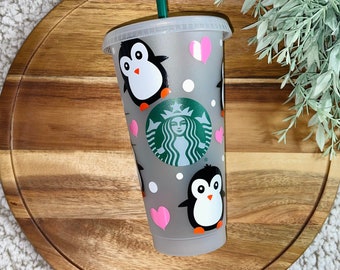 Penguin Starbucks Cup, Animal Starbucks Cup, Custom Penguin Tumbler, Personalized Venti Starbucks Cup, Custom Gift for Her, Penguin Gift