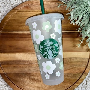 Retro Daisy Starbucks Cup, Floral Starbucks Cup, Custom Daisy Tumbler, Retro Flower Tumbler, Personalized Starbucks Cup, Cute Gift for Her